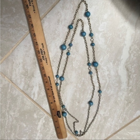 Long Turquoise Double Layer Necklace - Picture 4 of 4